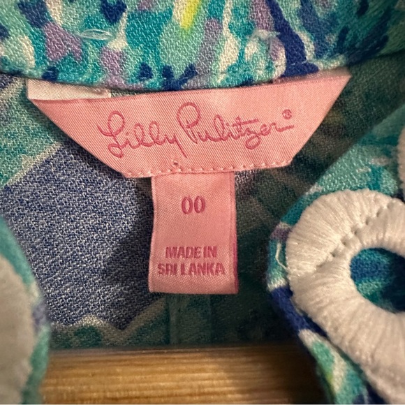 Lilly Pulitzer Jane Shift Dress, Size 00, Blue White Tropical Print - Picture 5 of 10